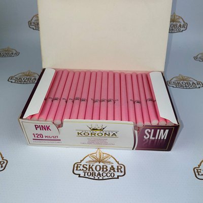 Сигартені гільзи слім Slim Korona Pink 120 шт рожеві Slim Korona Pink 120 фото
