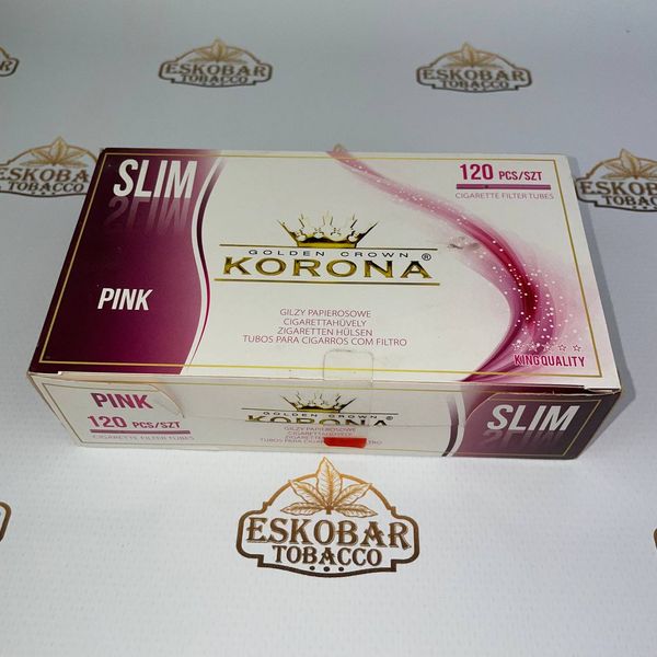 Сигартені гільзи слім Slim Korona Pink 120 шт рожеві Slim Korona Pink 120 фото